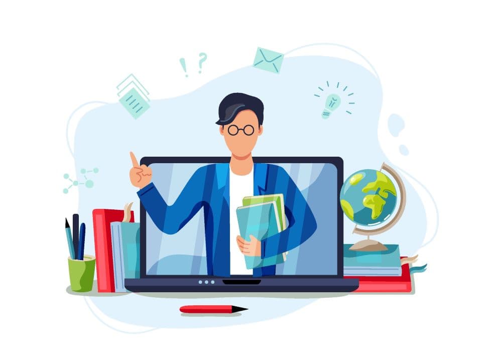 Illustration of teaching online.