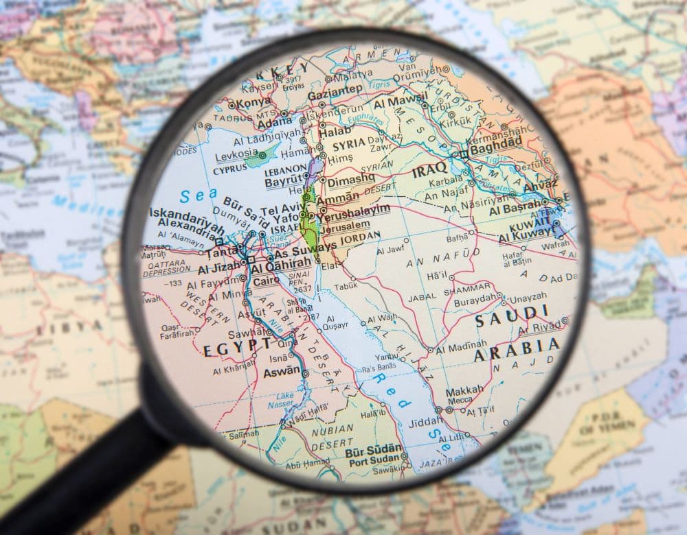 Photo of a map of the Middle East and North Africa.