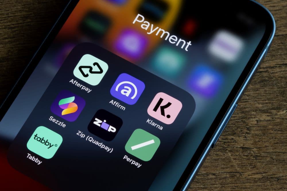 Photo of Klarna app on smartphone.