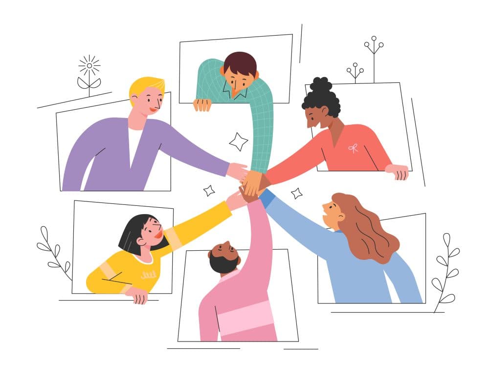 Illustration of the concept of women and men networking.