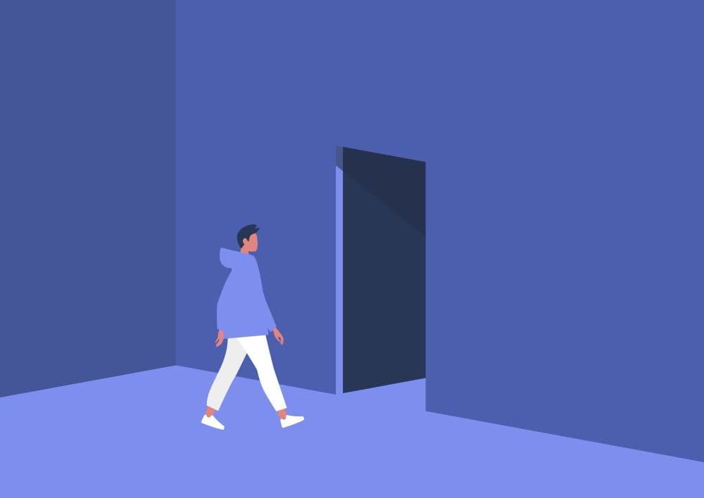 Illustration of the concept of walking out the door.