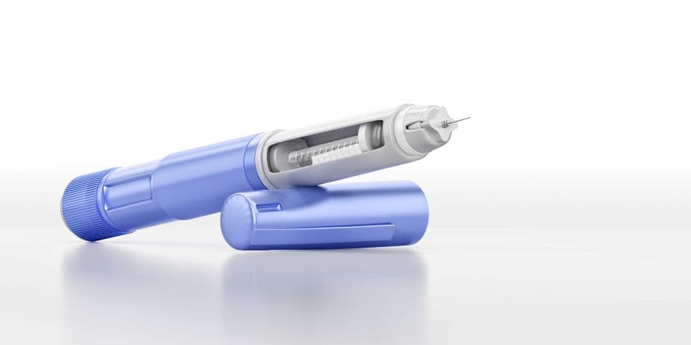Photo illustration of injector for GLP-1 drug.