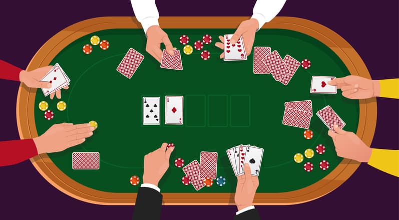 Illustration of people playing poker.
