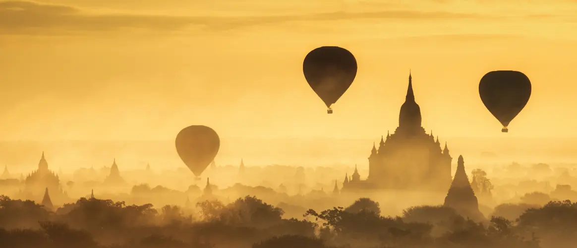 Hot air balloons over Bagan, Myanmar